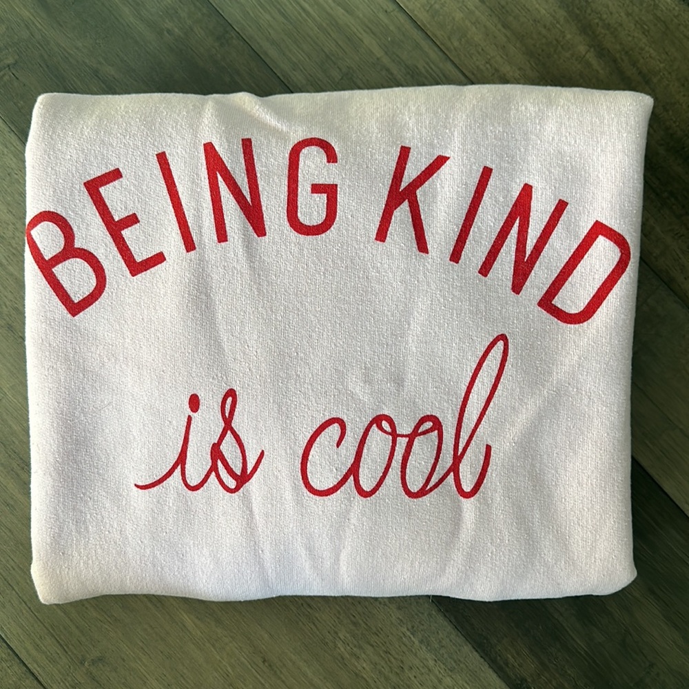 Being Kind Is Cool Wholesome Culture Sweatshirt - Pastel Pink + Red